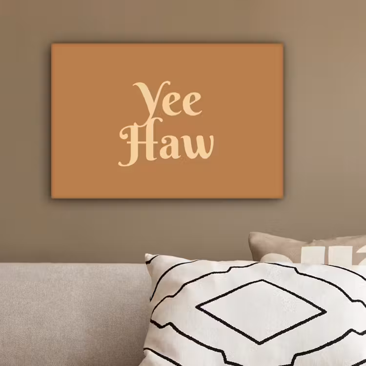 Yee haw - Bruin - Minimalistisch canvas 2cm klein -sfeer1