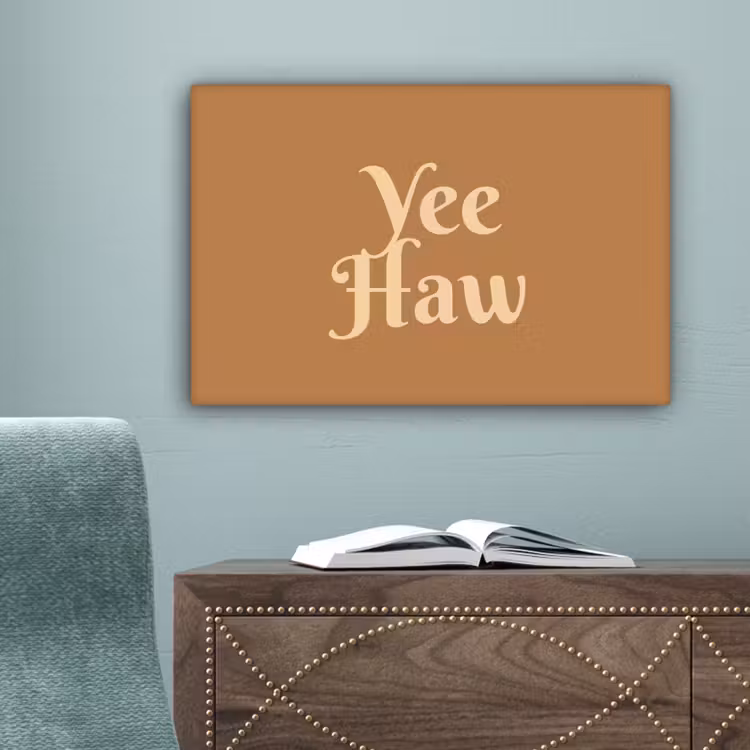 Yee haw - Bruin - Minimalistisch canvas 2cm klein -sfeer1