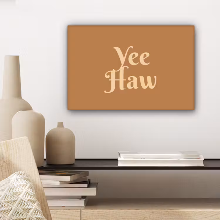 Yee haw - Bruin - Minimalistisch canvas 2cm klein -sfeer3