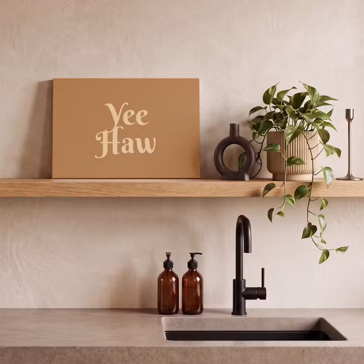 Yee haw - Bruin - Minimalistisch canvas 2cm klein -sfeer3