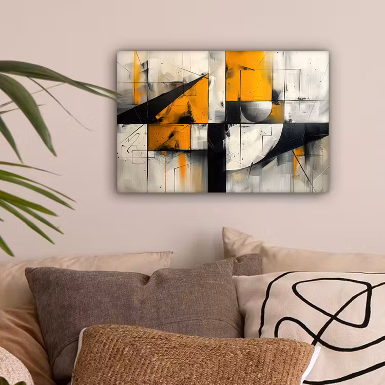 Geel - Abstract - Modern - Vormen canvas 2cm klein -sfeer1