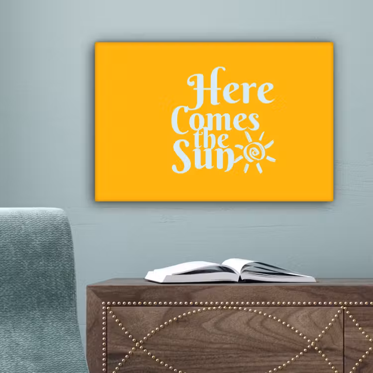 Geel - Blauw - Here comes the sun canvas 2cm klein -sfeer4