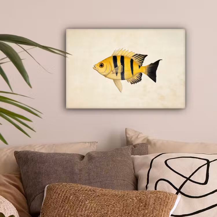 Geel - Vis - Strepen - Tropisch canvas 2cm klein -sfeer1