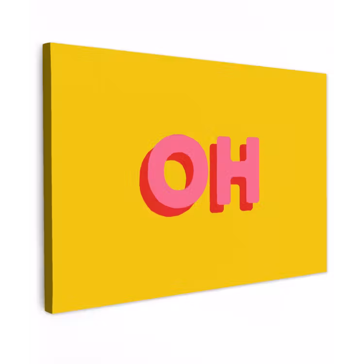 Geel - Roze - Oh - 3D canvas 2cm klein -z3d
