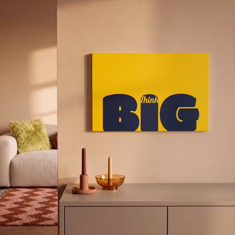 Geel - Think big - Grafisch canvas 2cm klein -sfeer1
