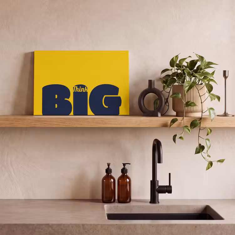 Geel - Think big - Grafisch canvas 2cm klein -sfeer3
