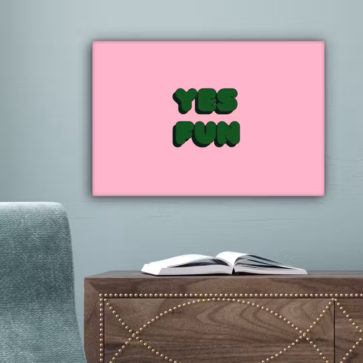 Yes fun - Groen - Roze canvas 2cm klein -sfeer4