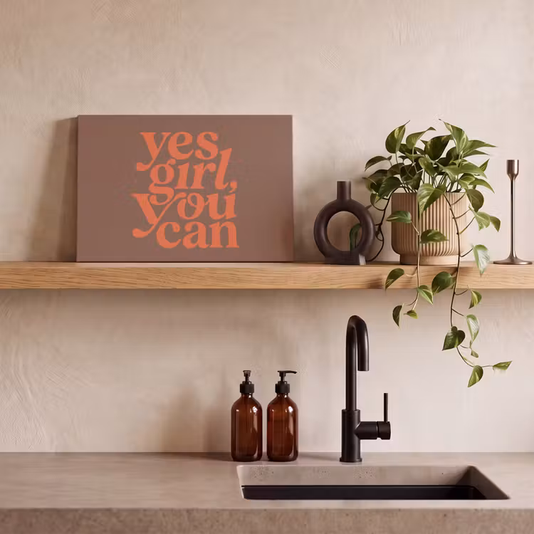 Yes girl you can - Oranje - Bruin canvas 2cm klein -sfeer3