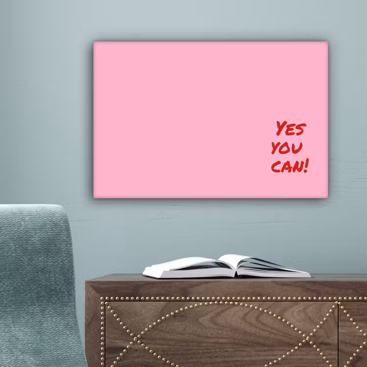 Yes you can do it - Rood - Roze canvas 2cm klein -sfeer1