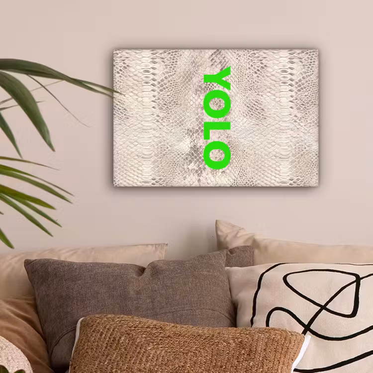 YOLO - Groen - Neon - Slangenprnt canvas 2cm klein -sfeer1