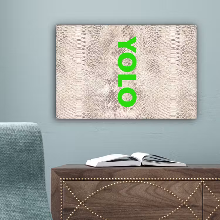YOLO - Groen - Neon - Slangenprnt canvas 2cm klein -sfeer4
