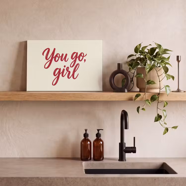 you go girl - Rood - Wit canvas 2cm klein -sfeer3