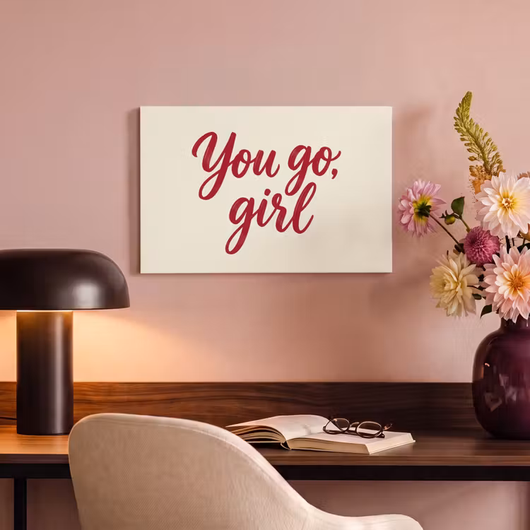 you go girl - Rood - Wit canvas 2cm klein -sfeer4