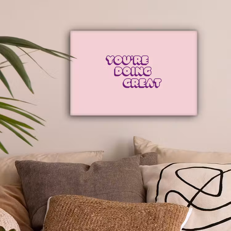 You're doing great - Roze - Bubble letters canvas 2cm klein -z3d