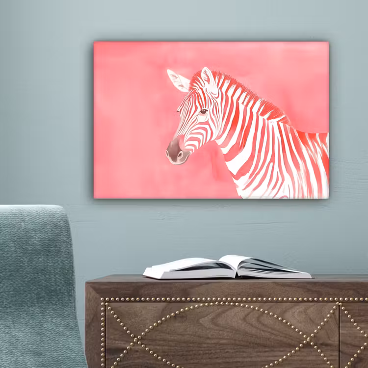 Zebra - Pink - Verf canvas 2cm klein -sfeer4