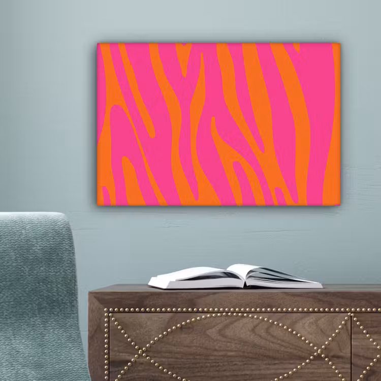 Zebraprint - Roze - Oranje - Dierenprint canvas 2cm klein -sfeer4