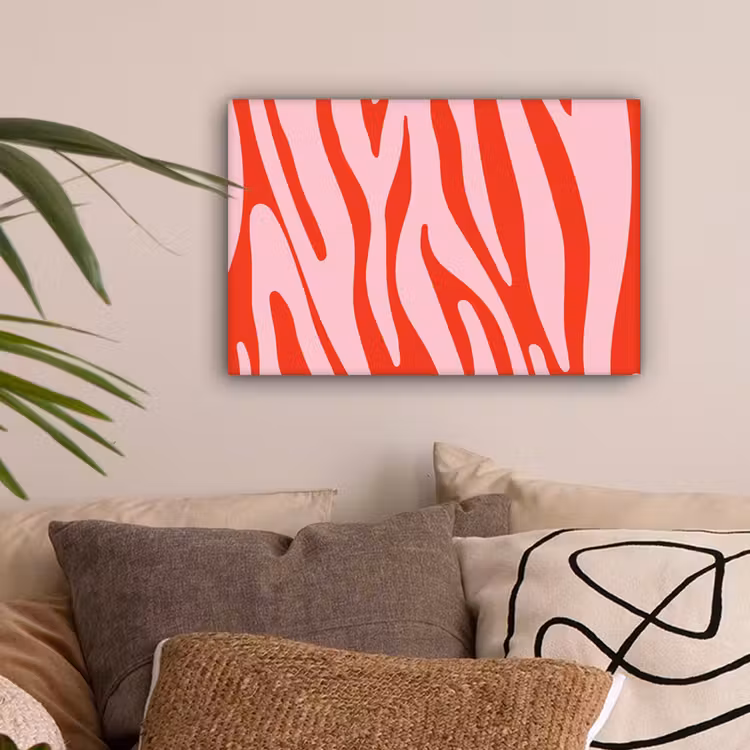 Zebraprint - Roze - Rood - Dierenprint canvas 2cm klein -sfeer1