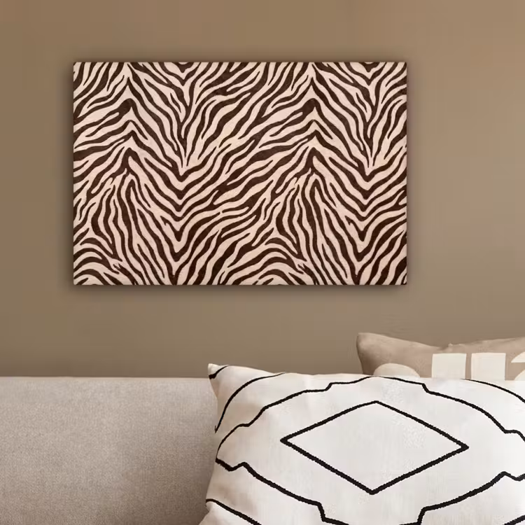 Zebra - Strepen - Bruin canvas 2cm klein -sfeer3