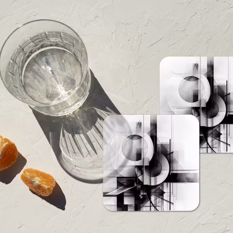 Abstract - Kunst - Modern - Zwart wit onderzetter kurk middel -sfeer4