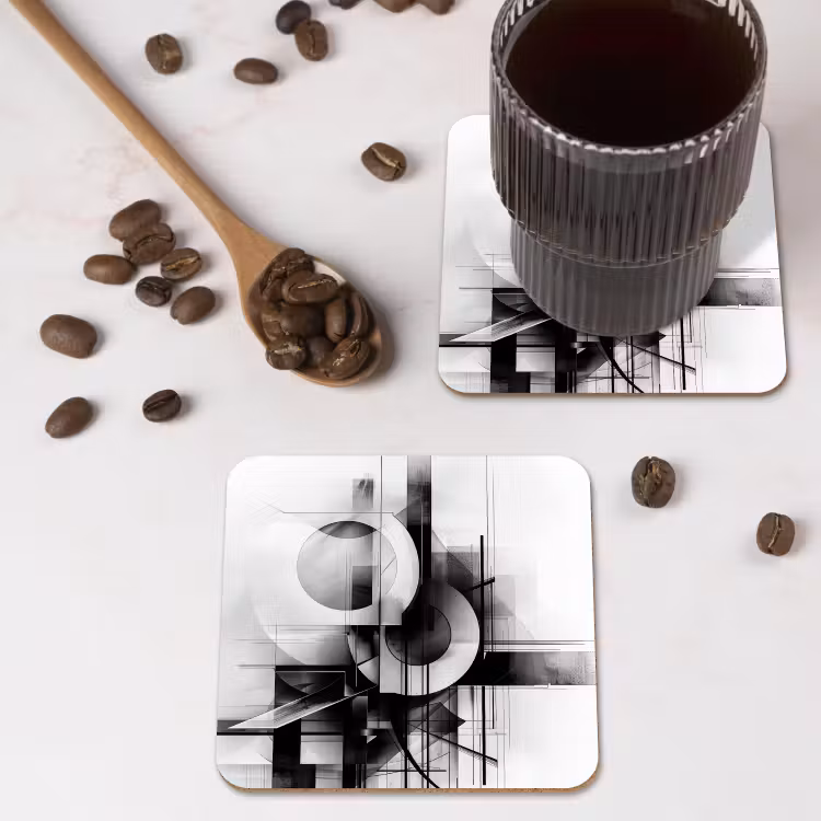 Abstract - Kunst - Modern - Zwart wit onderzetter kurk middel -sfeer2