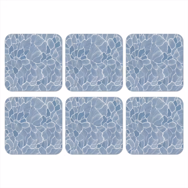 Abstract - Blauw - Bladeren onderzetter kurk middel -3d