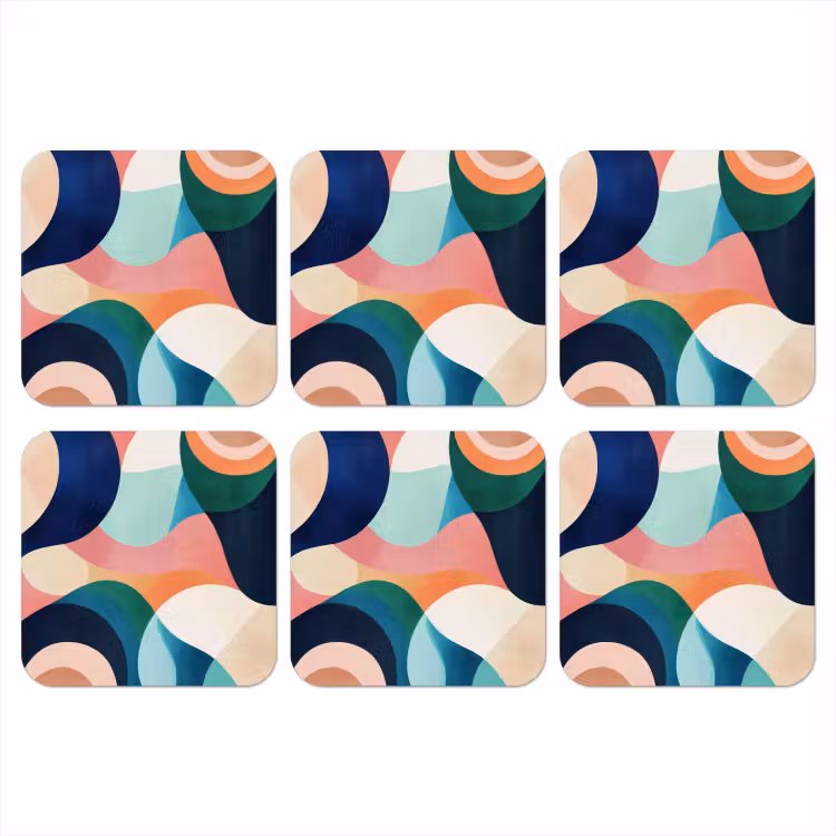 Abstract - Blauw - Roze onderzetter kurk middel -3d