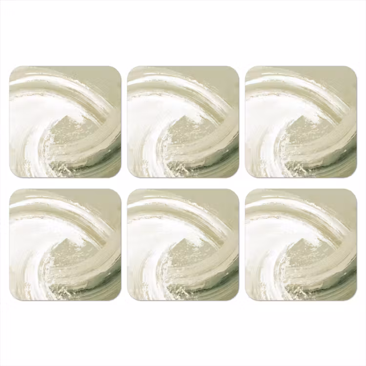 Abstract - Penseelstreken - Golven - Groen onderzetter kurk middel -3d