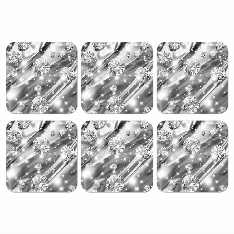 Abstract - Diamant - Luxe - Modern - Zilver onderzetter kurk middel -3d