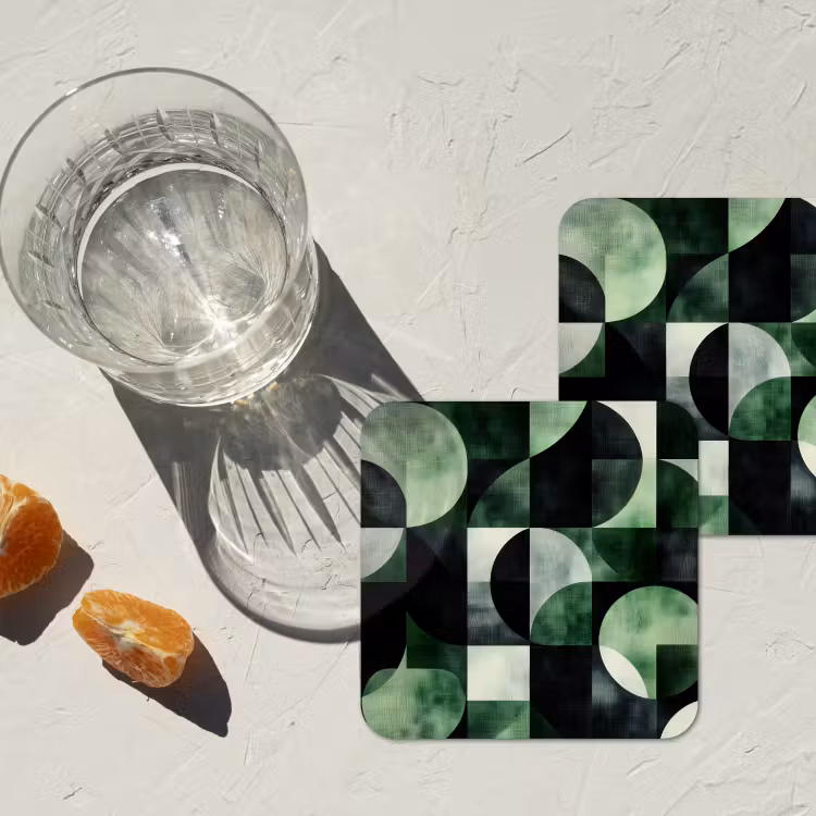 Abstract - Groen - Vormen onderzetter kurk middel -sfeer4
