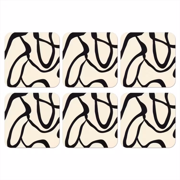 Abstract - Lijnen - Modern - Beige onderzetter kurk middel -3d