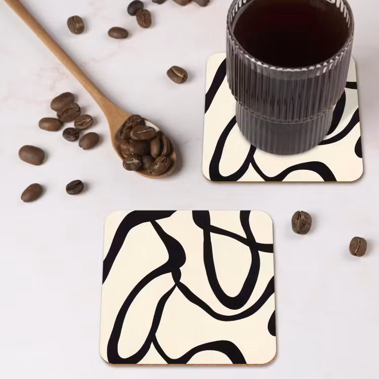 Abstract - Lijnen - Modern - Beige onderzetter kurk middel -sfeer2