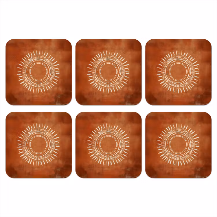 Abstract - Lijnen - Zonnestralen - Roodbruin onderzetter kurk middel -3d
