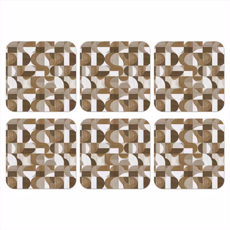 Abstract - Retro - Bruin onderzetter kurk middel 366 -3d