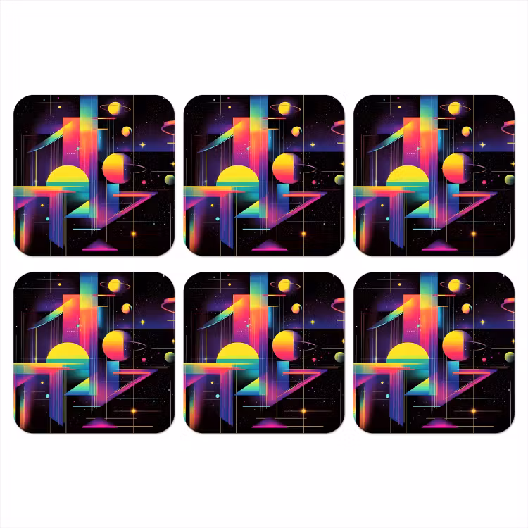 Abstract - Vormen - Kleurrijk - Lijnen onderzetter kurk middel -3d