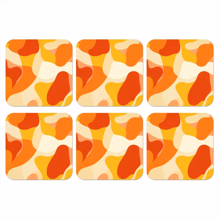 Abstract - Vormen - Oranje onderzetter kurk middel -3d