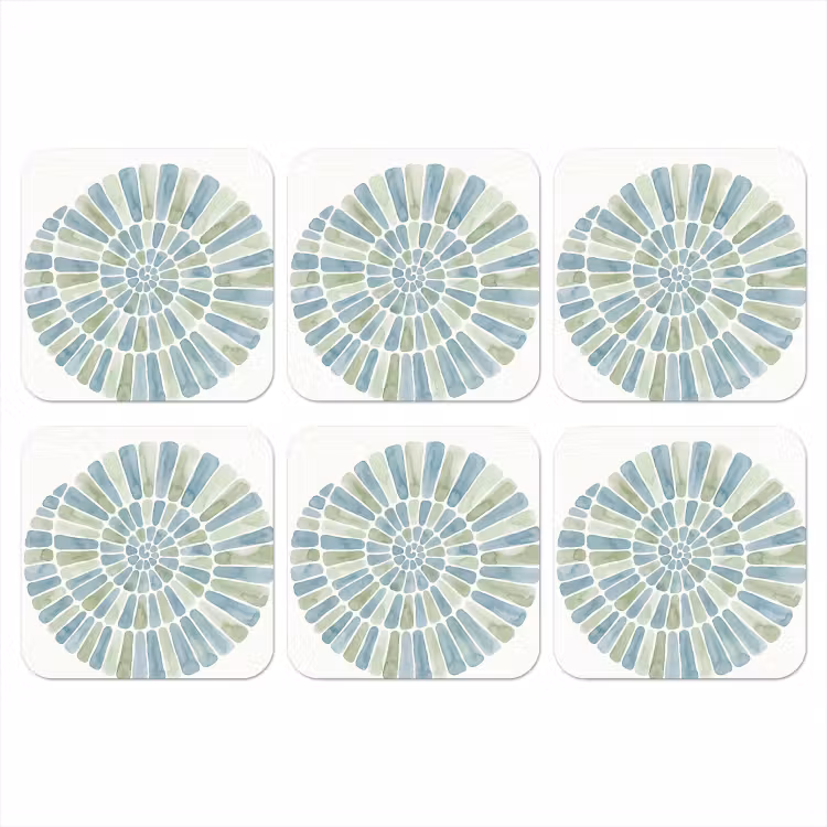 Abstract - Spiraal - Patroon - Modern - Blauw-Groen onderzetter kurk middel -3d