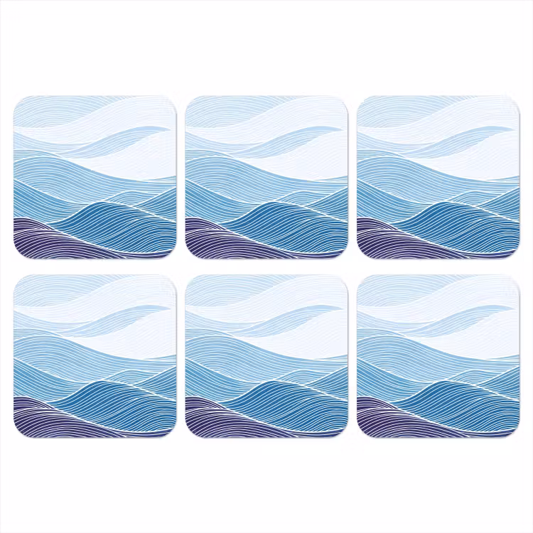 Abstract - Golven - Patroon - Blauw - Modern onderzetter kurk middel -3d