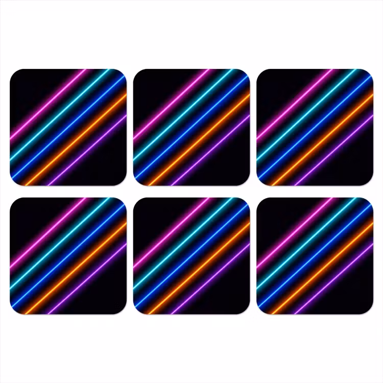 Esthetiek - Retro - Neon onderzetter kurk middel -3d