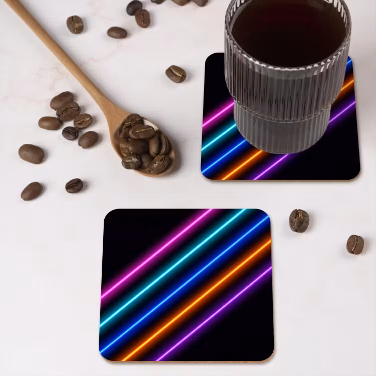 Esthetiek - Retro - Neon onderzetter kurk middel -sfeer2