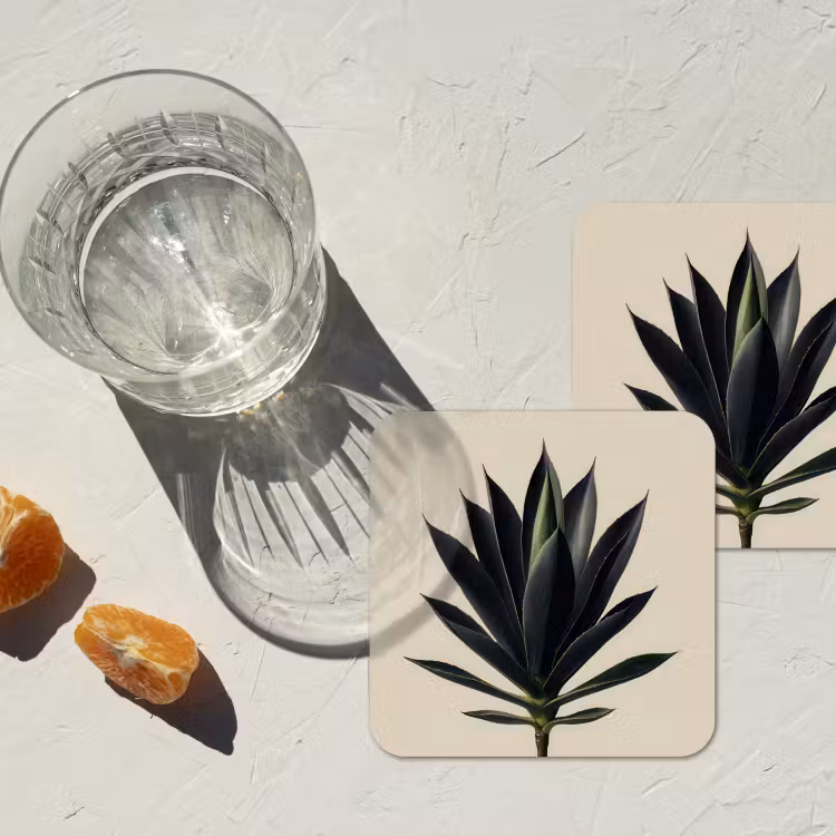 Agaveplant - Symmetrisch - Groen onderzetter kurk middel -sfeer4