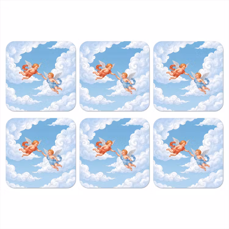 Engel - Vliegend - Klassiek - Blauw onderzetter kurk middel -3d