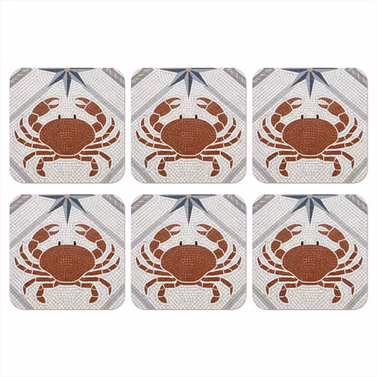 Dier - Mozaïek - Zee - Klassiek - Bruin onderzetter kurk middel -3d