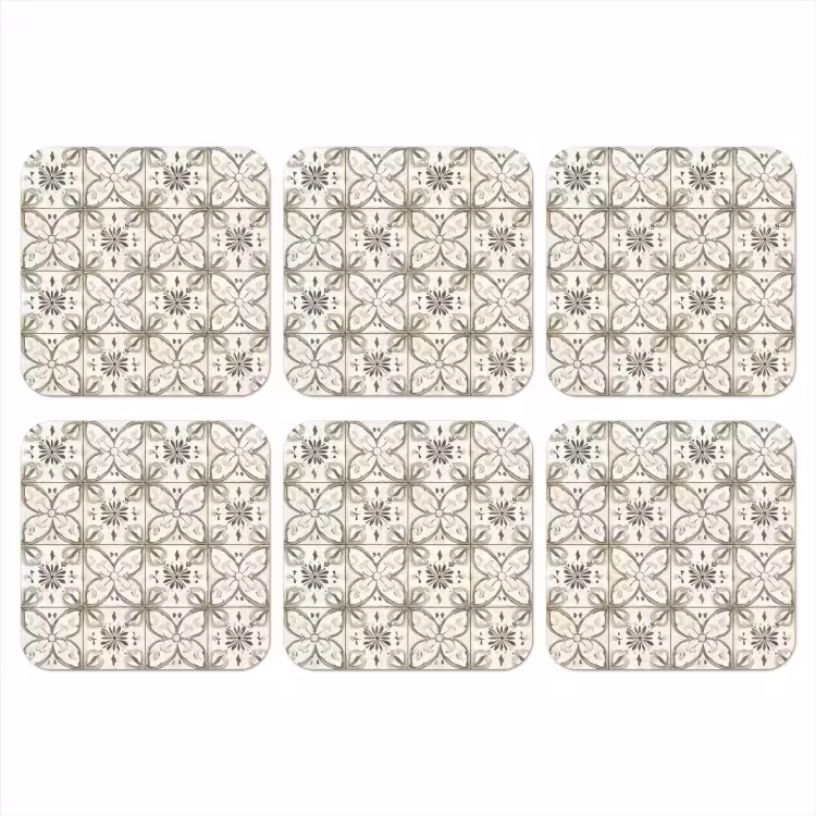 Antiek - Tegel - Beige onderzetter kurk middel 366 -3d