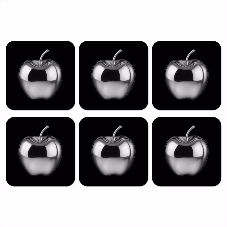 Appel - Metallic - Symmetrisch onderzetter kurk middel -3d