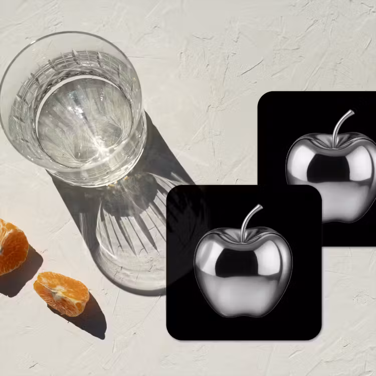 Appel - Metallic - Symmetrisch onderzetter kurk middel -sfeer4