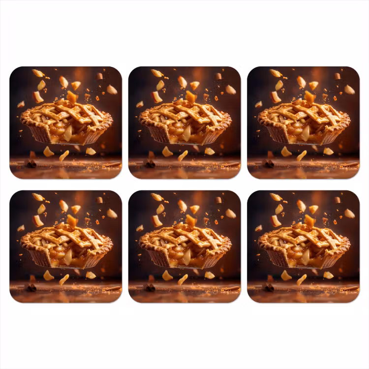 Appel - Taart - Warm - Eten onderzetter kurk middel -3d