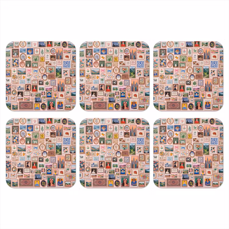 Kunst - Collectie - Decoratie - Modern - Kleurrijk onderzetter kurk middel -3d