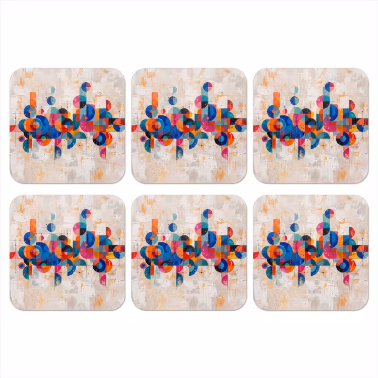 Kunst - Geometrisch - Abstract - Kleurrijk onderzetter kurk middel -3d