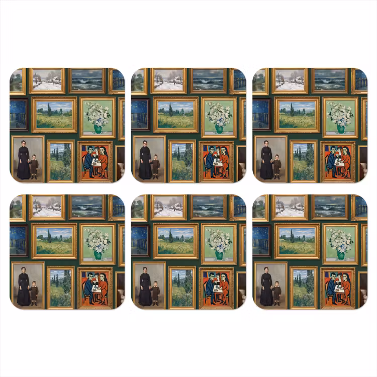Kunst - Schilderijen - Collectie - Klassiek - Groen onderzetter kurk middel -3d