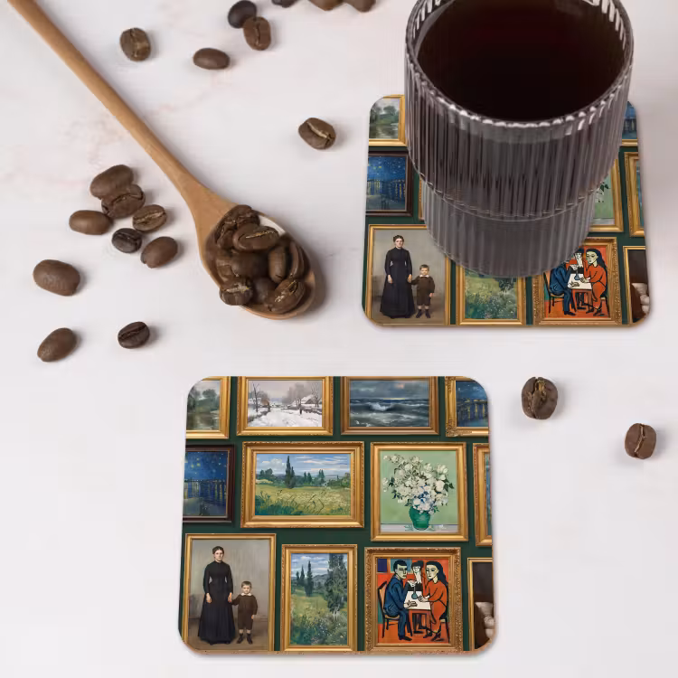 Kunst - Schilderijen - Collectie - Klassiek - Groen onderzetter kurk middel -sfeer2
